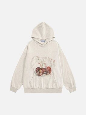 Aelfric Eden Cherry Graphic Hooded Sweatshirt - Beige